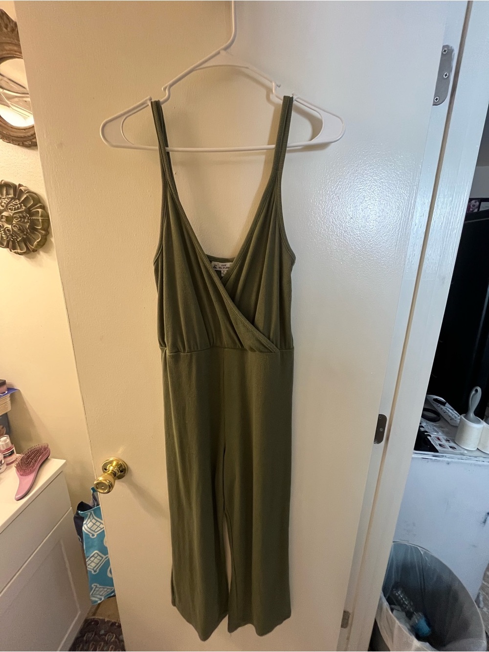 Olive Green Wide-Leg Jumpsuit - Picture 2 of 4